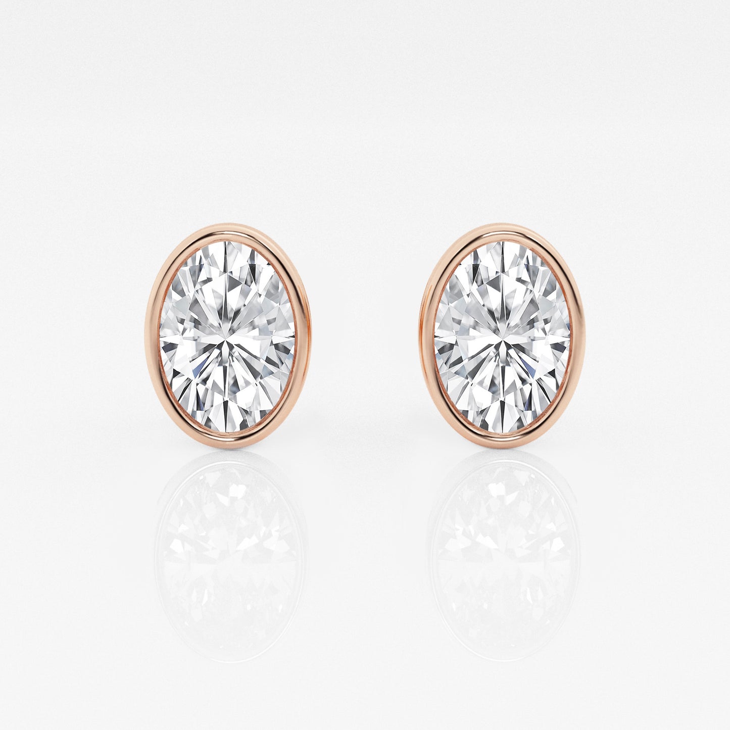 Oval Lab Diamond Bezel Stud Earrings (7300329111736)