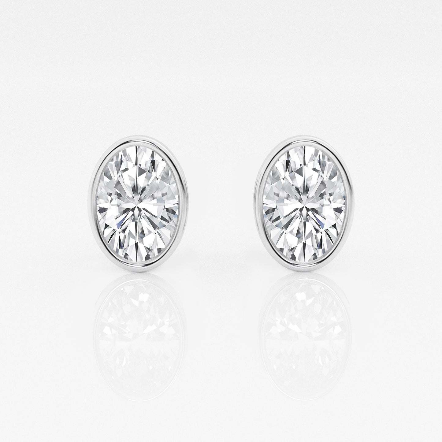 Oval Lab Diamond Bezel Stud Earrings (7300329111736)