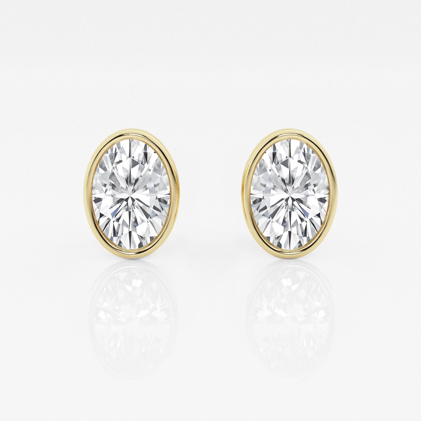 Oval Lab Diamond Bezel Stud Earrings (7300329111736)