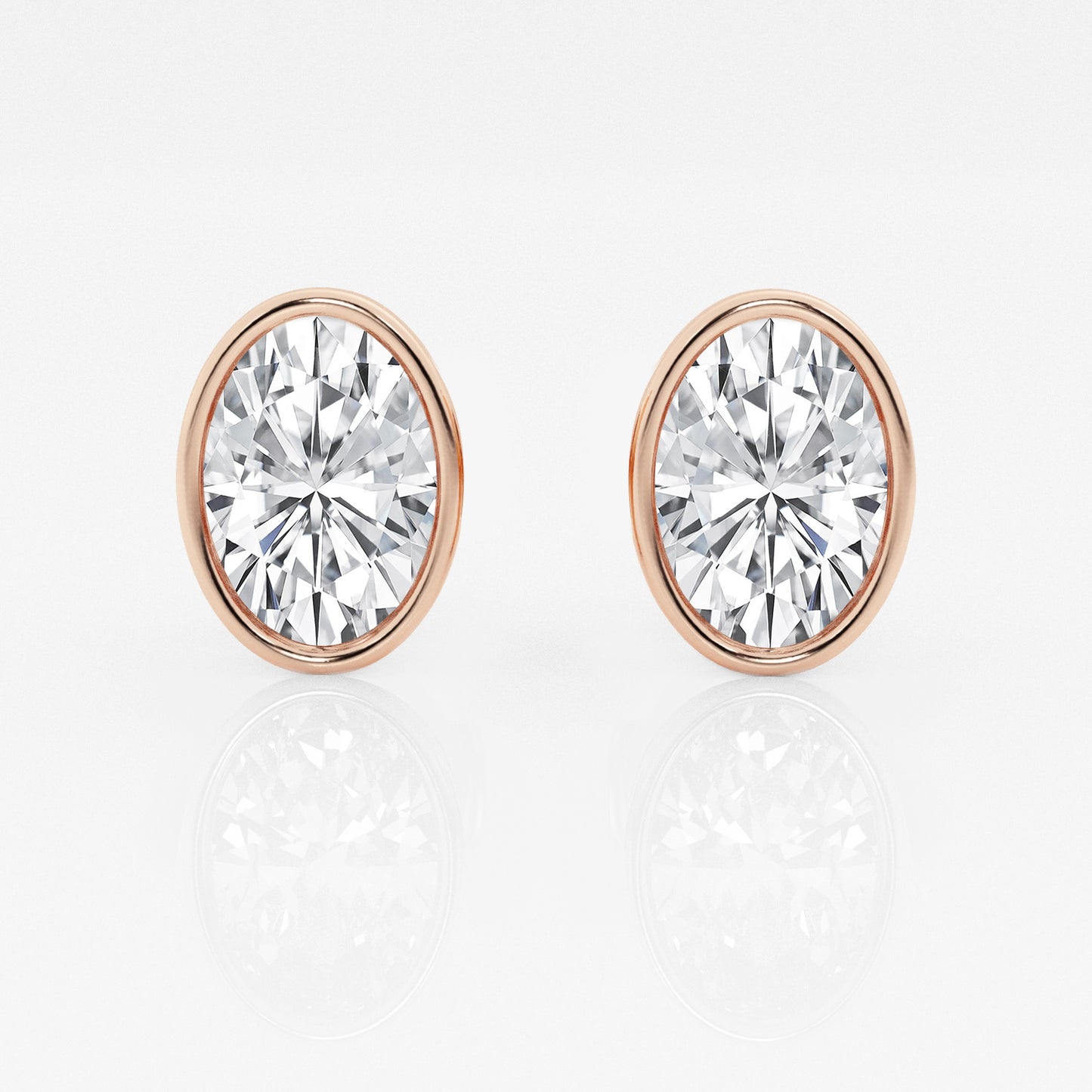 Oval Lab Diamond Bezel Stud Earrings (7300329111736)