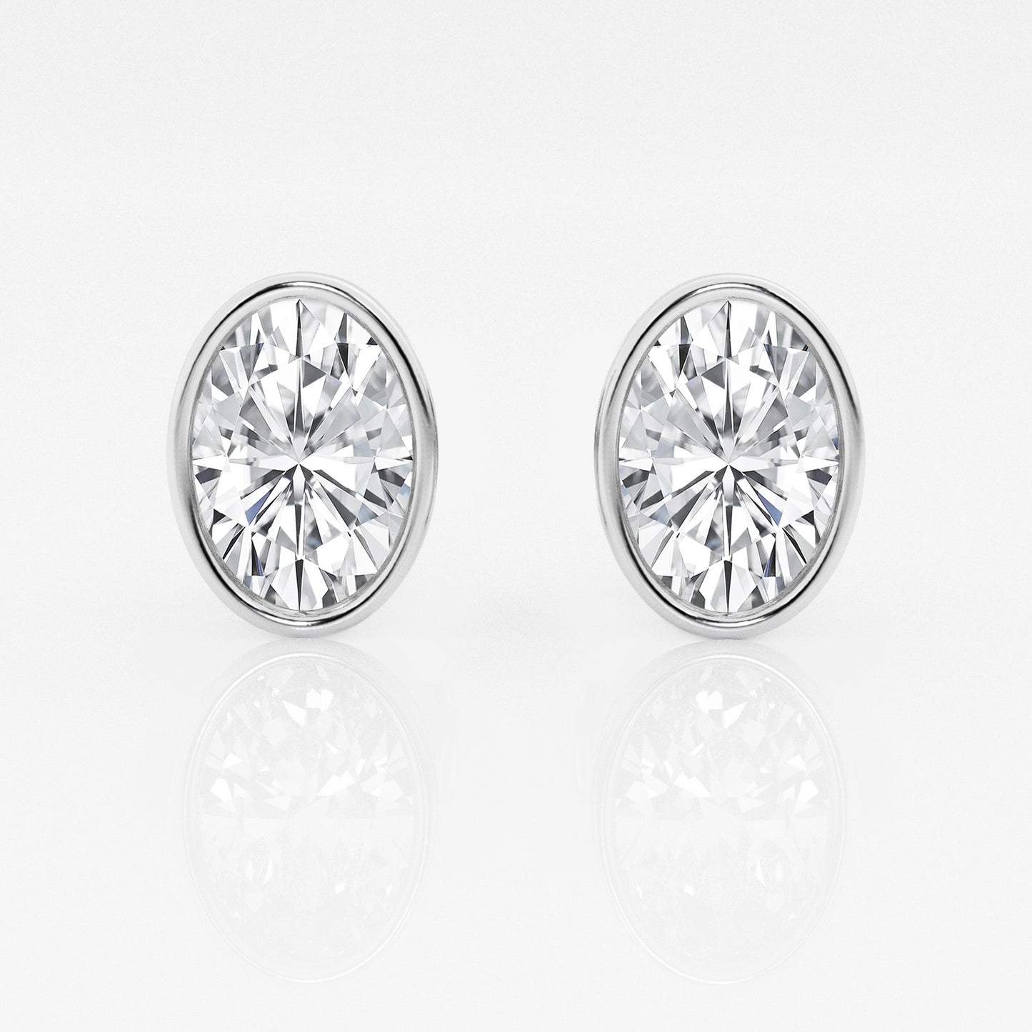 Oval Lab Diamond Bezel Stud Earrings (7300329111736)