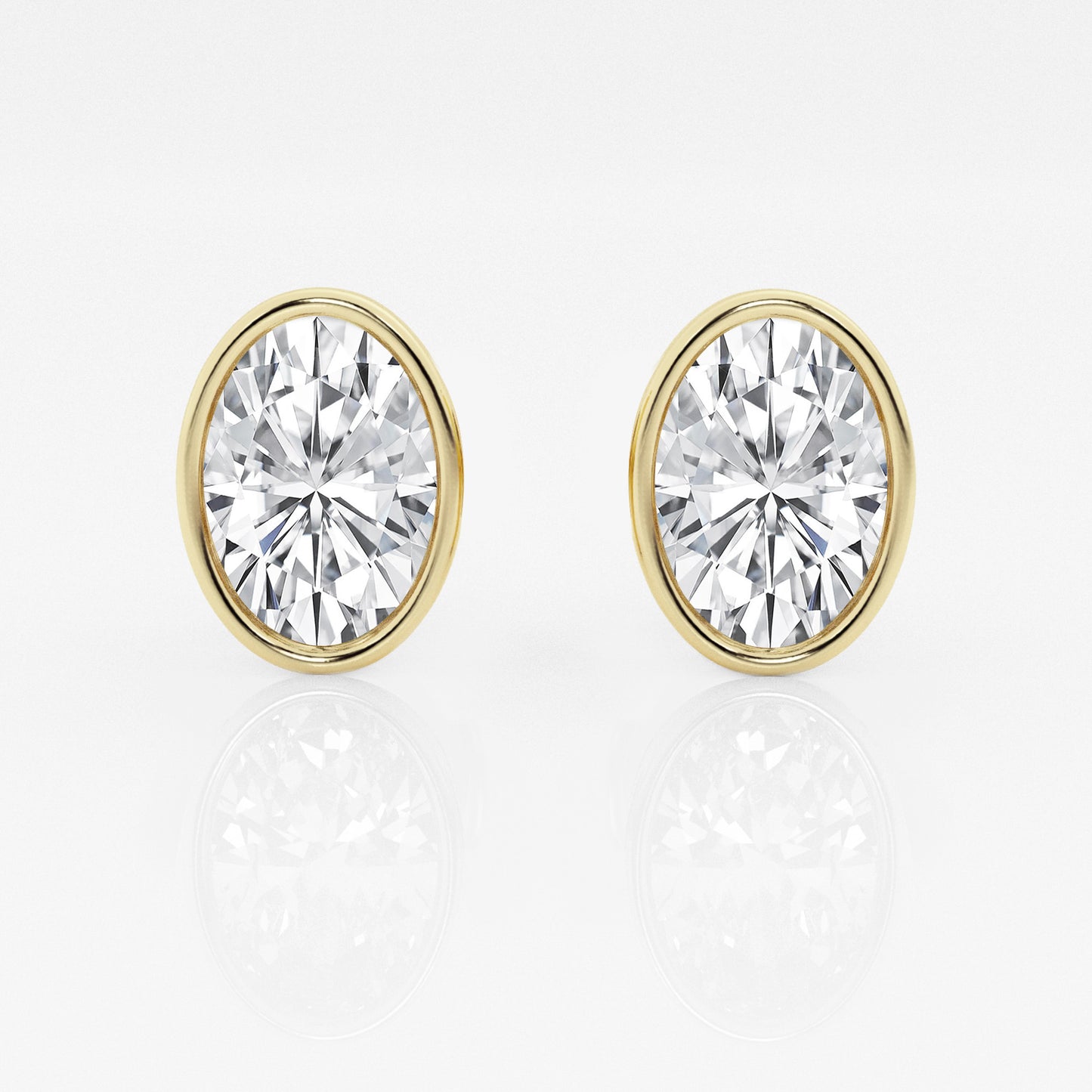 Oval Lab Diamond Bezel Stud Earrings (7300329111736)