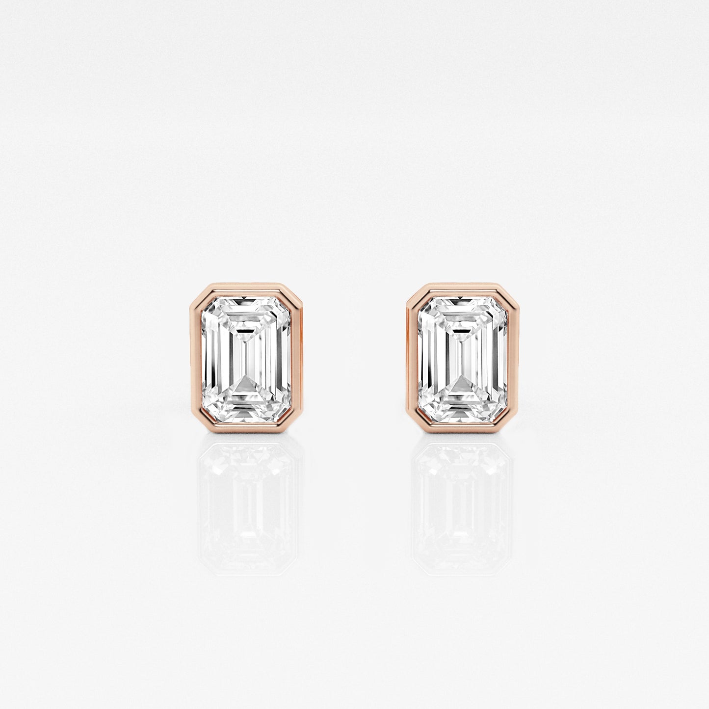 Emerald Lab Diamond Bezel Stud Earrings (7300423450808)