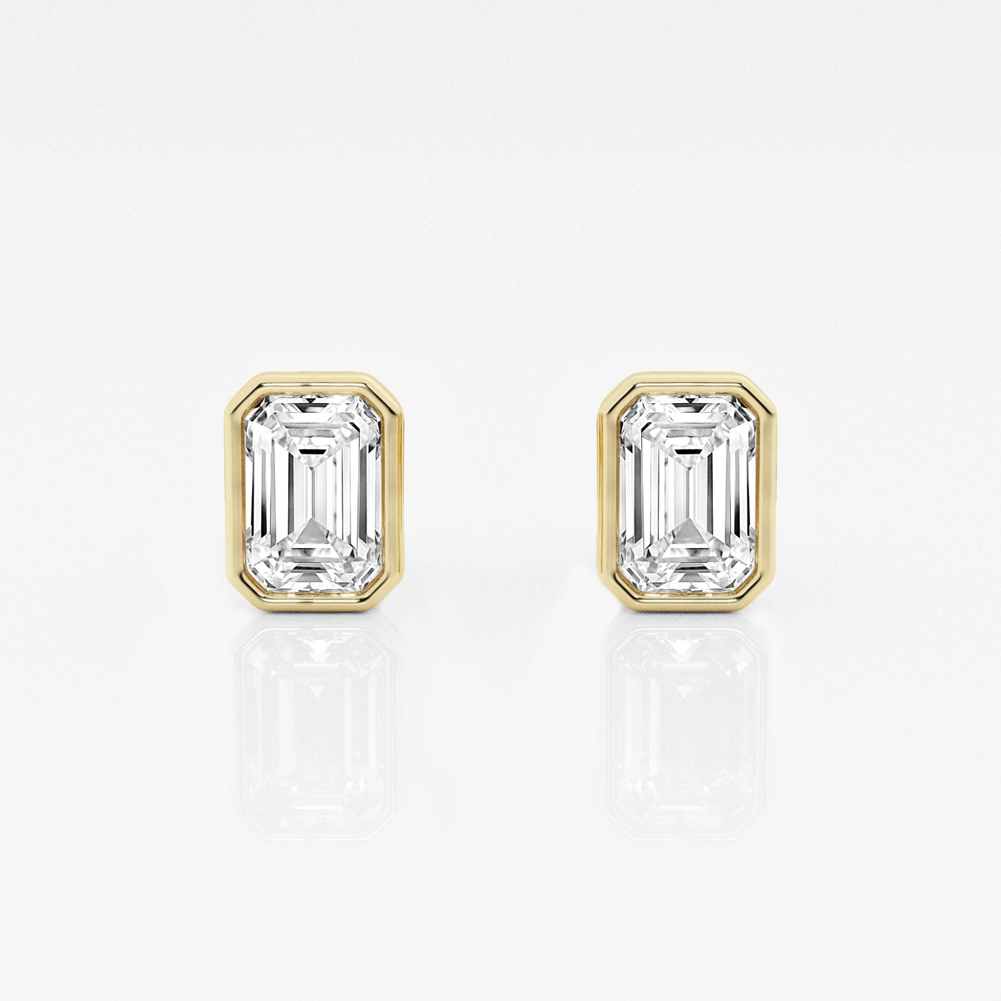 Emerald Lab Diamond Bezel Stud Earrings (7300423450808)