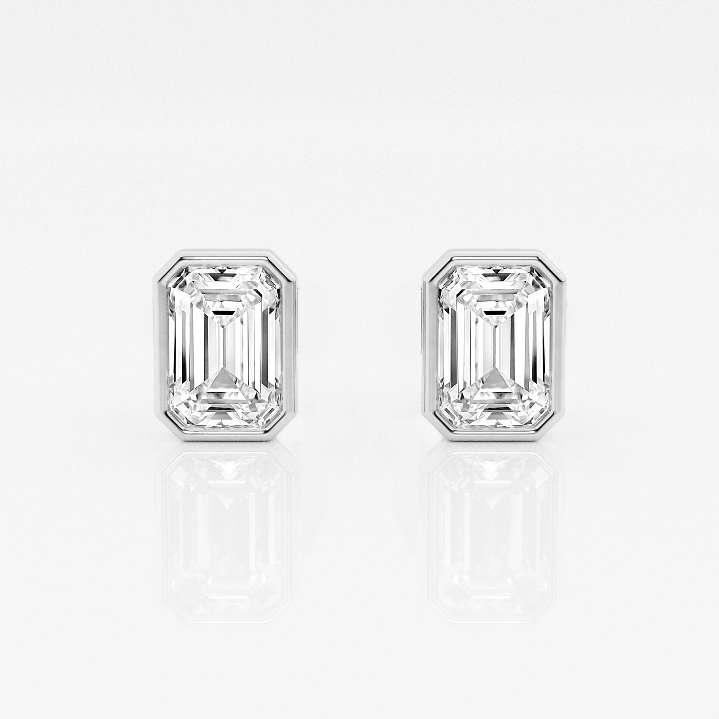 Emerald Lab Diamond Bezel Stud Earrings (7300423450808)