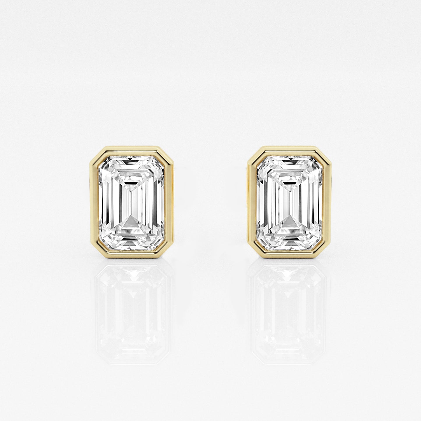 Emerald Lab Diamond Bezel Stud Earrings (7300423450808)