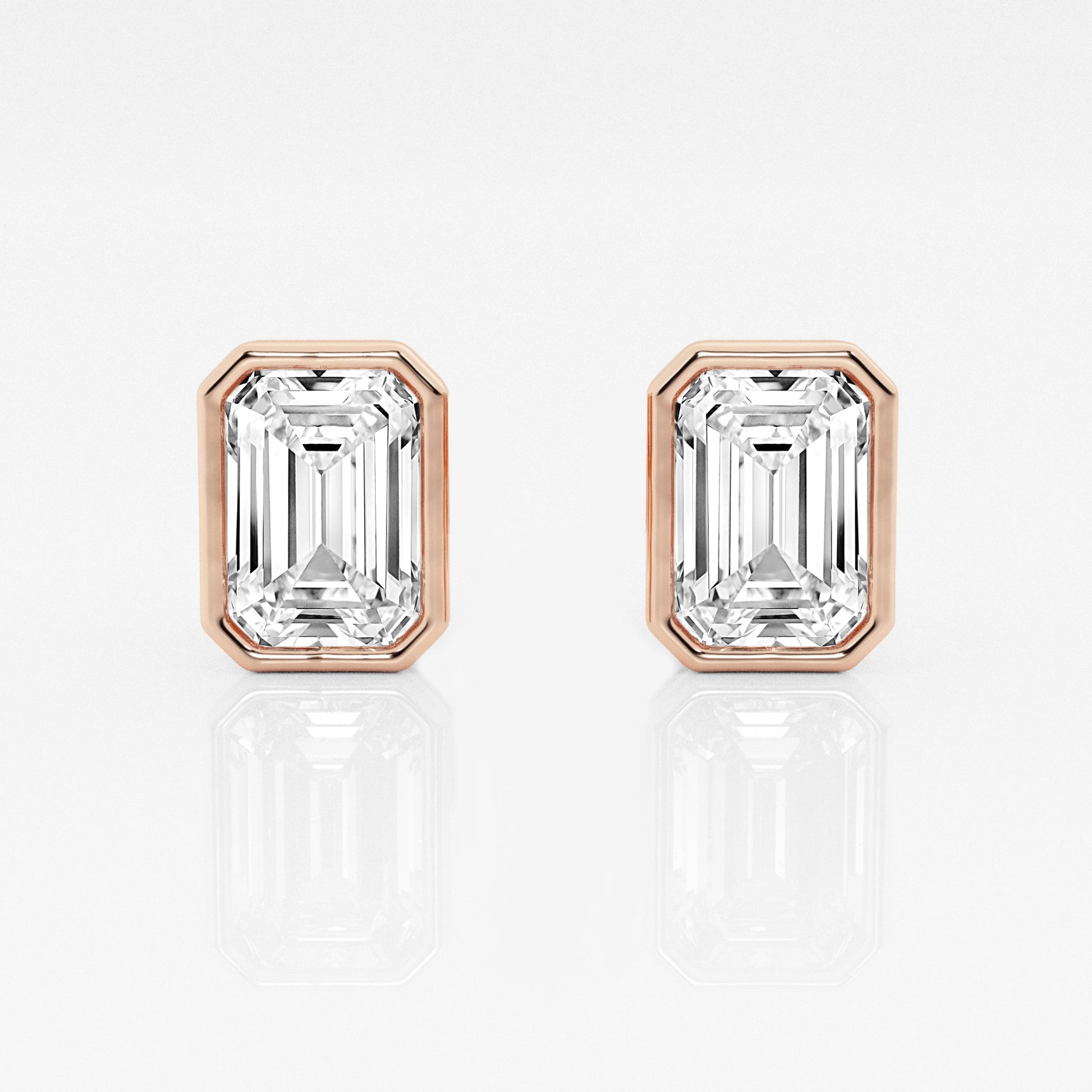 Emerald Lab Diamond Bezel Stud Earrings (7300423450808)
