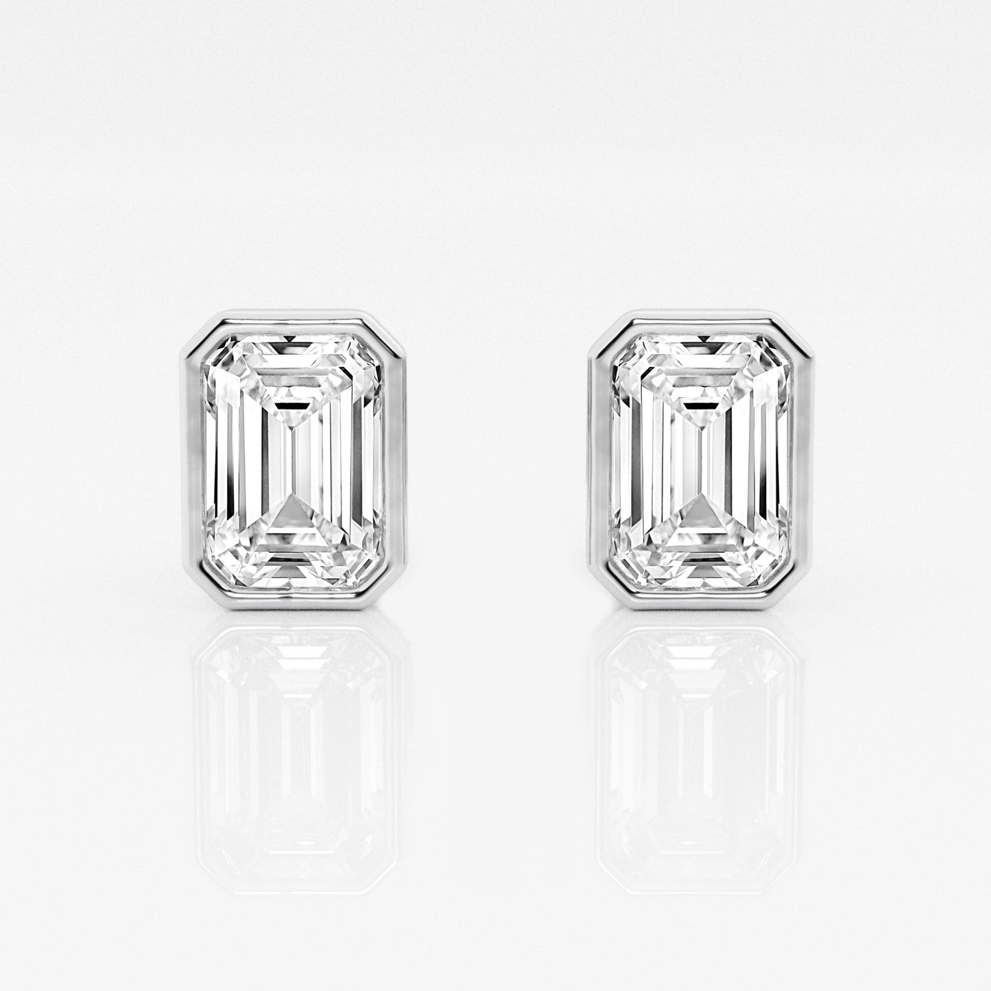 Emerald Lab Diamond Bezel Stud Earrings (7300423450808)