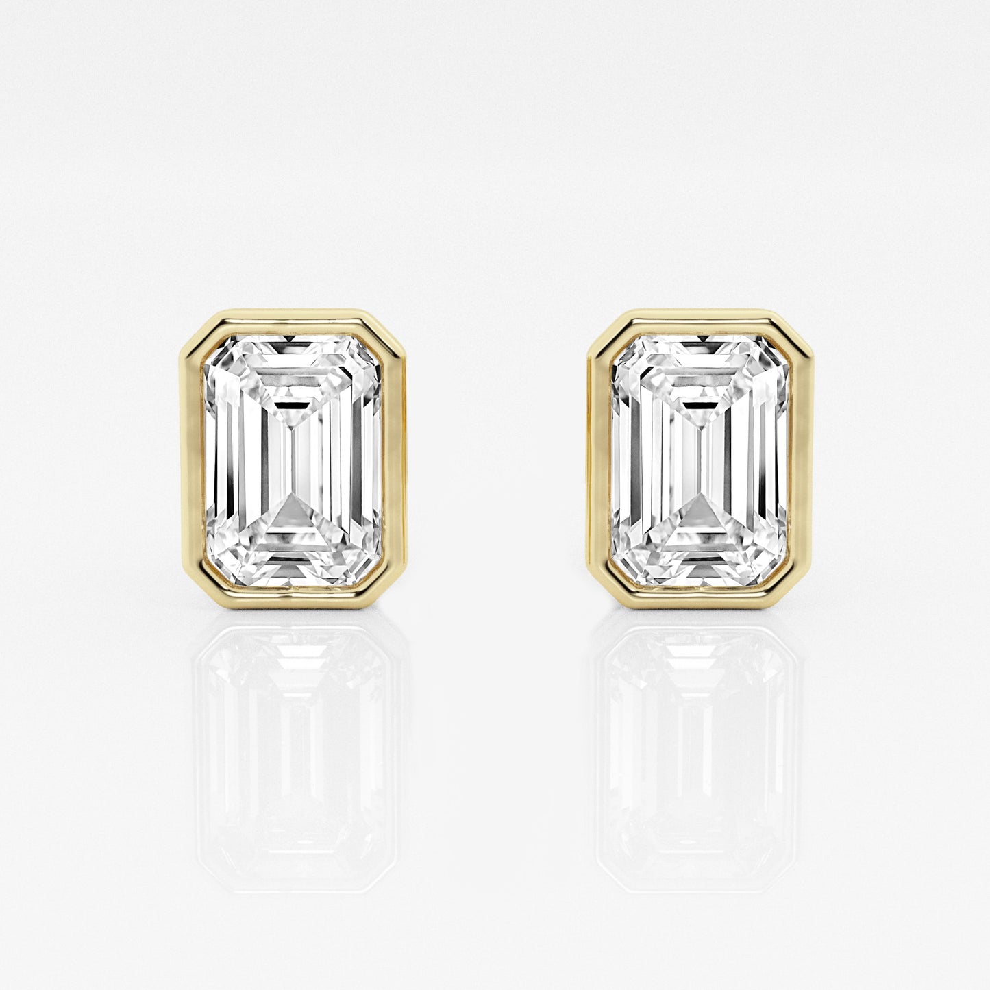 Emerald Lab Diamond Bezel Stud Earrings (7300423450808)