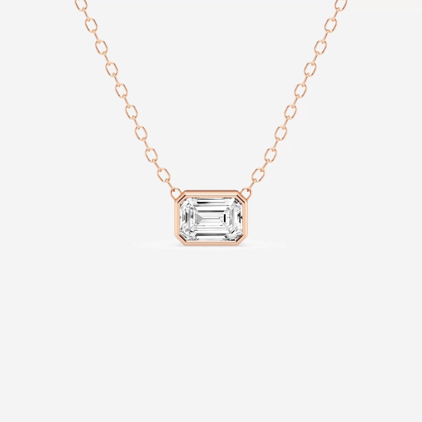 Modern Bezel Emerald Lab Diamond Pendant (7300317413560)