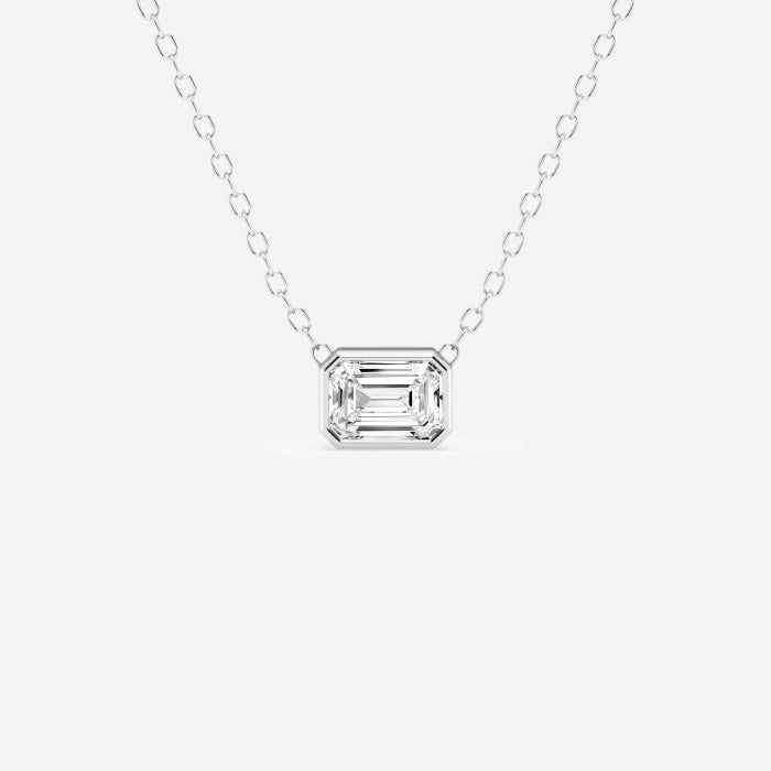 Modern Bezel Emerald Lab Diamond Pendant (7300317413560)