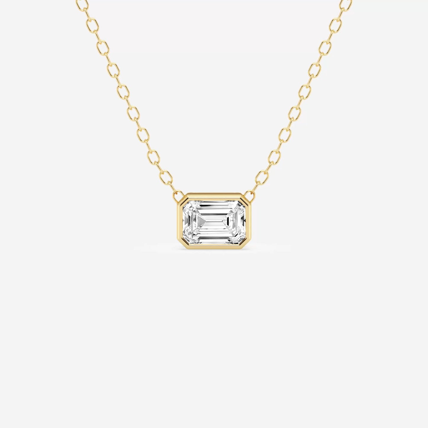 Modern Bezel Emerald Lab Diamond Pendant (7300317413560)