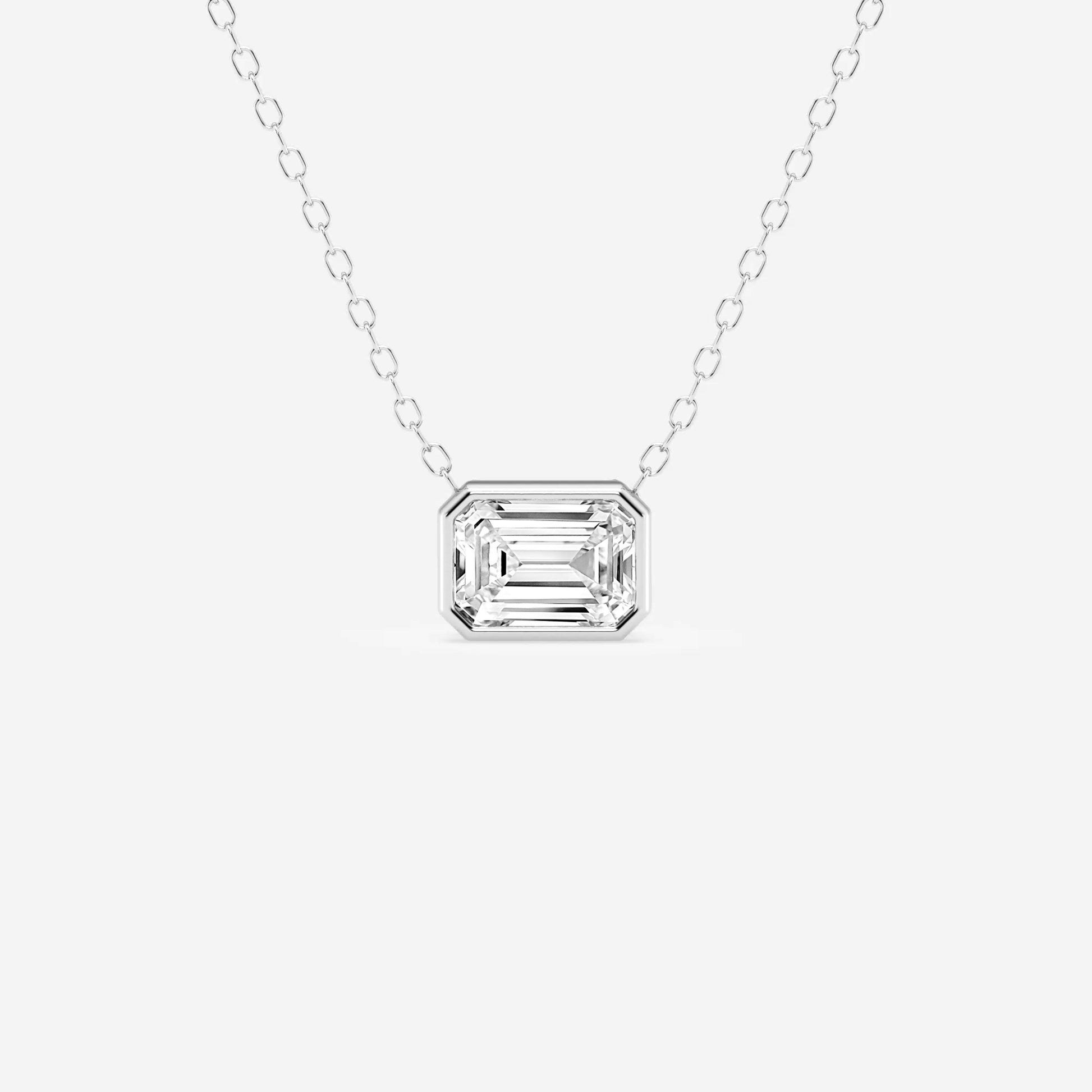 Modern Bezel Emerald Lab Diamond Pendant (7300317413560)