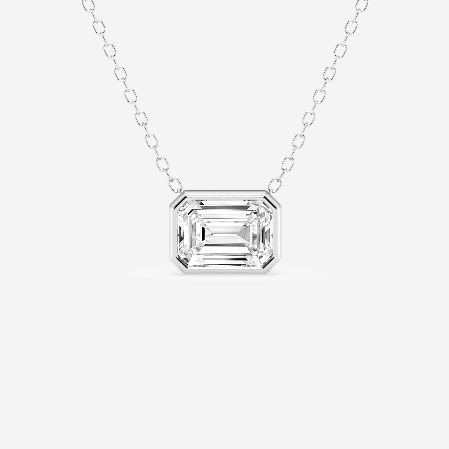 Modern Bezel Emerald Lab Diamond Pendant (7300317413560)