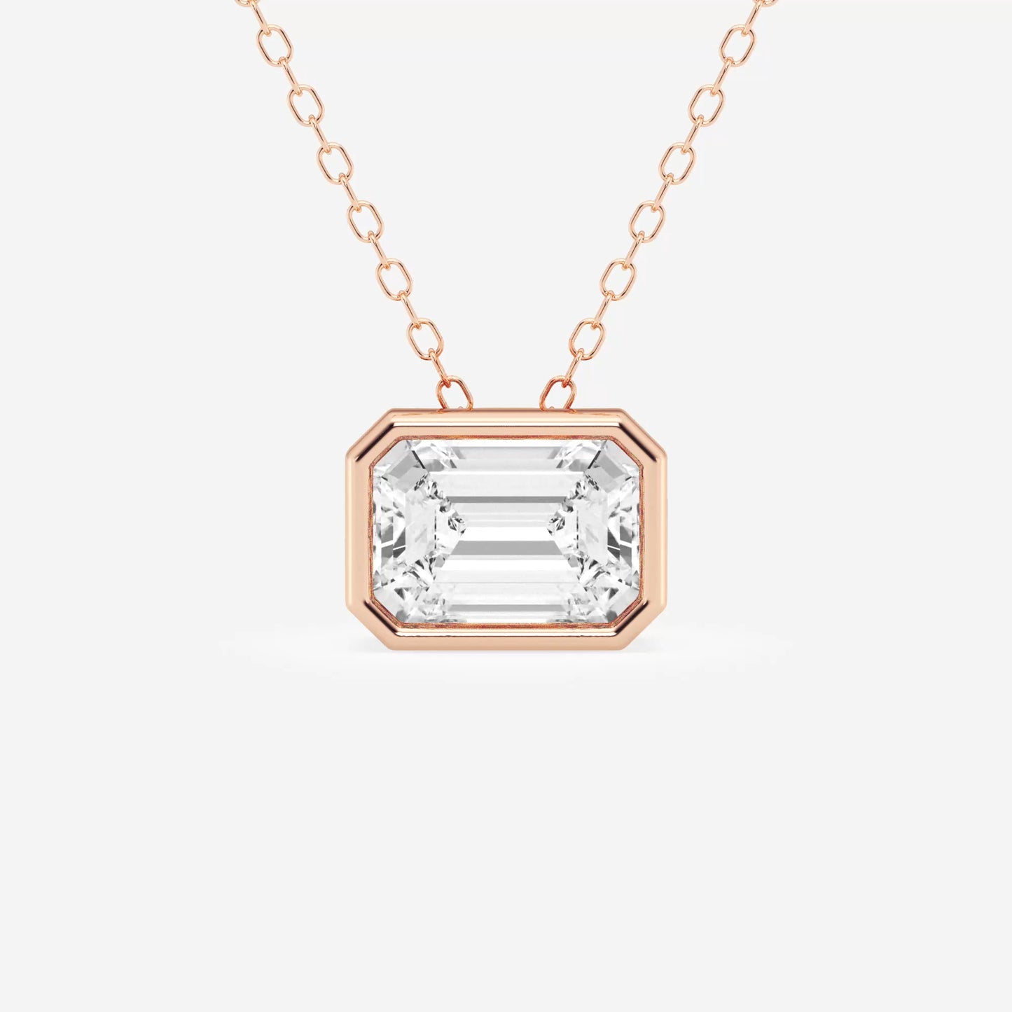 Modern Bezel Emerald Lab Diamond Pendant (7300317413560)