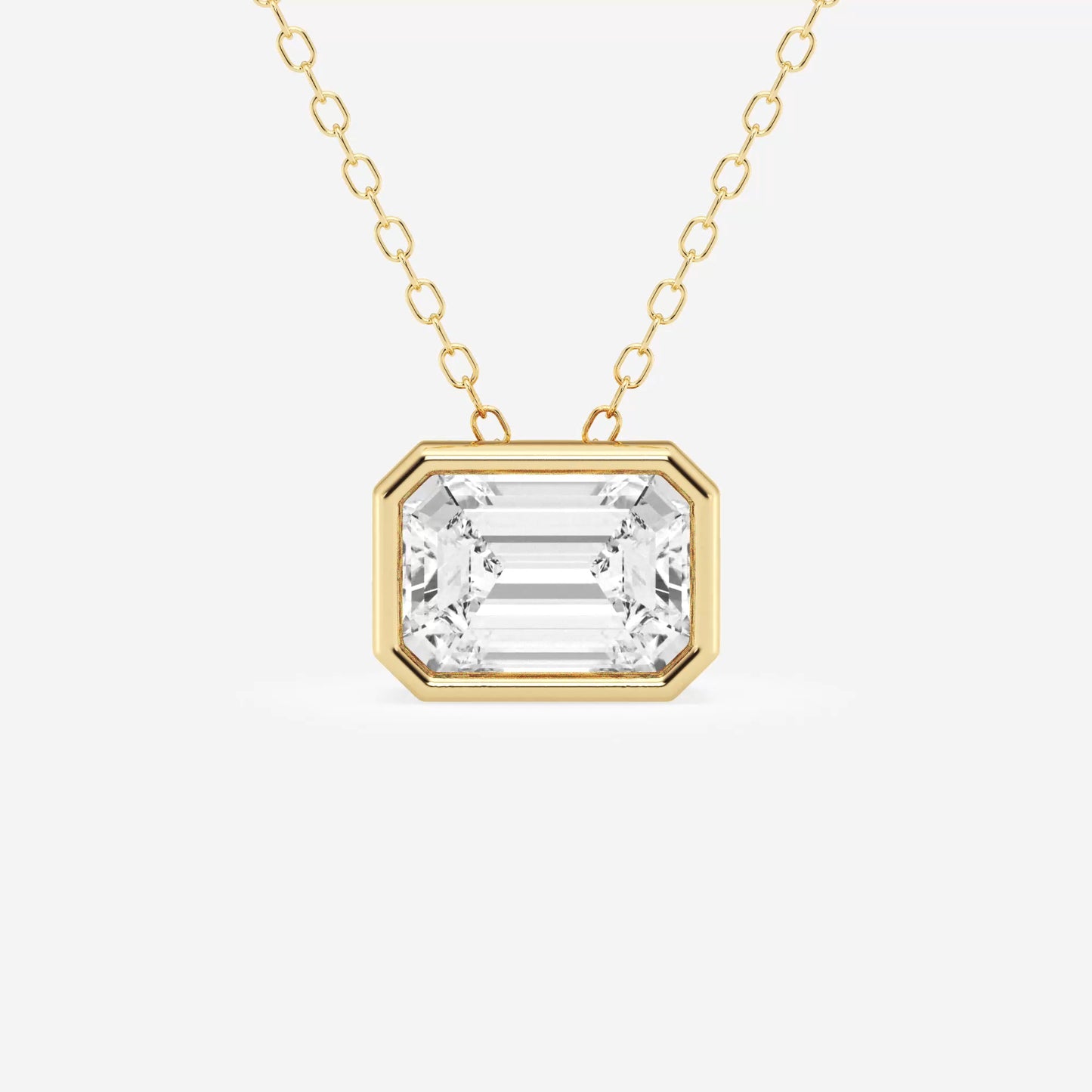 Modern Bezel Emerald Lab Diamond Pendant (7300317413560)