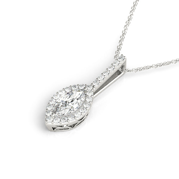 Marquise Lab-Grown Diamond Halo Pendant (7201706082488)