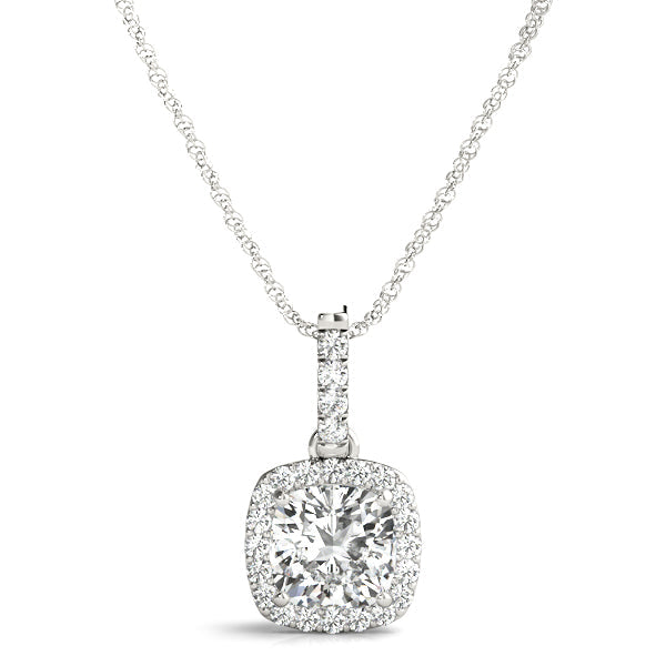 Lab Grown Diamond Cushion Halo Pendant (7201706148024)