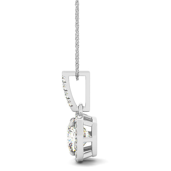 Lab Grown Diamond Cushion Halo Pendant (7201706148024)