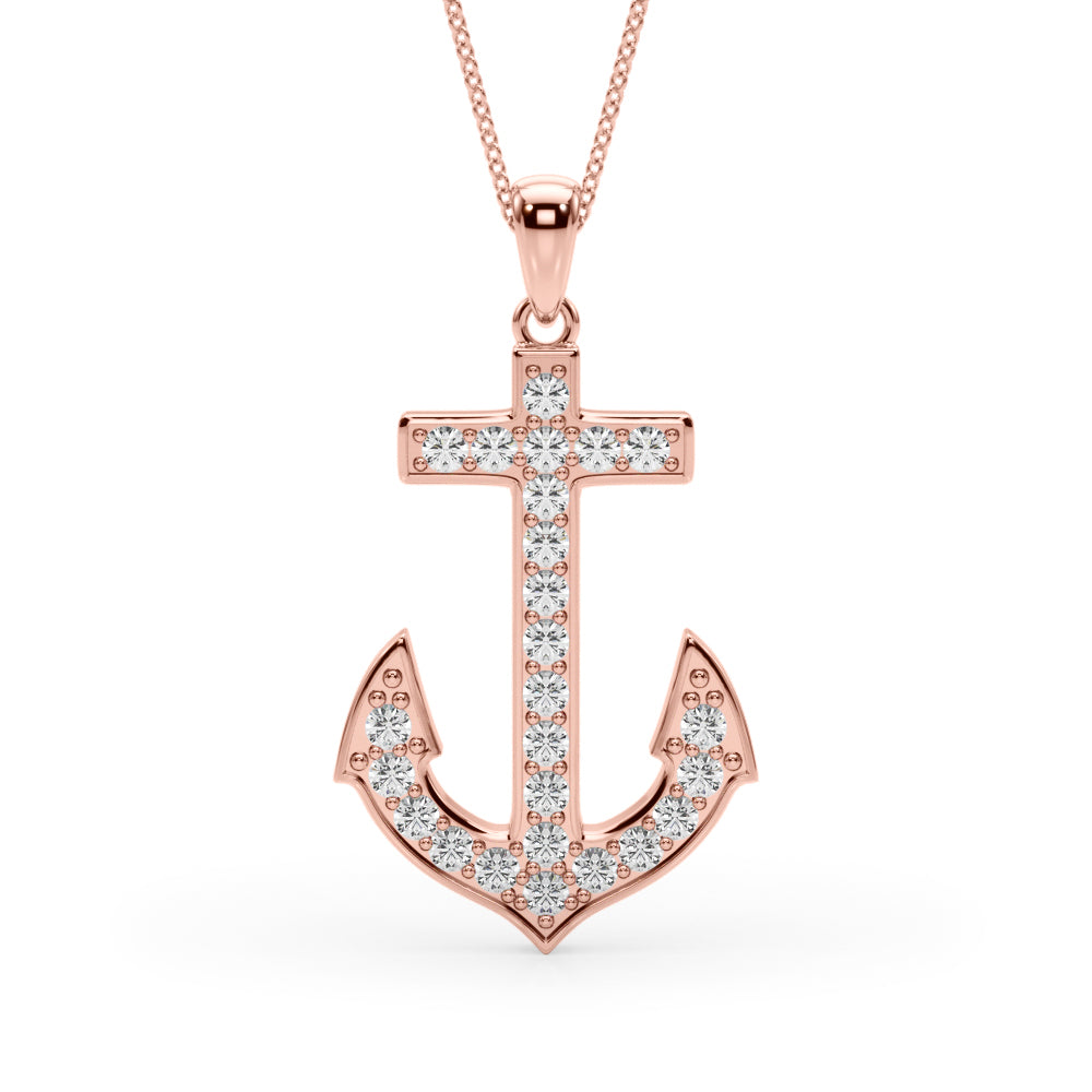 Lab-Grown Diamond Anchor Pendant (3/8 ct. tw.) (7204462559416)