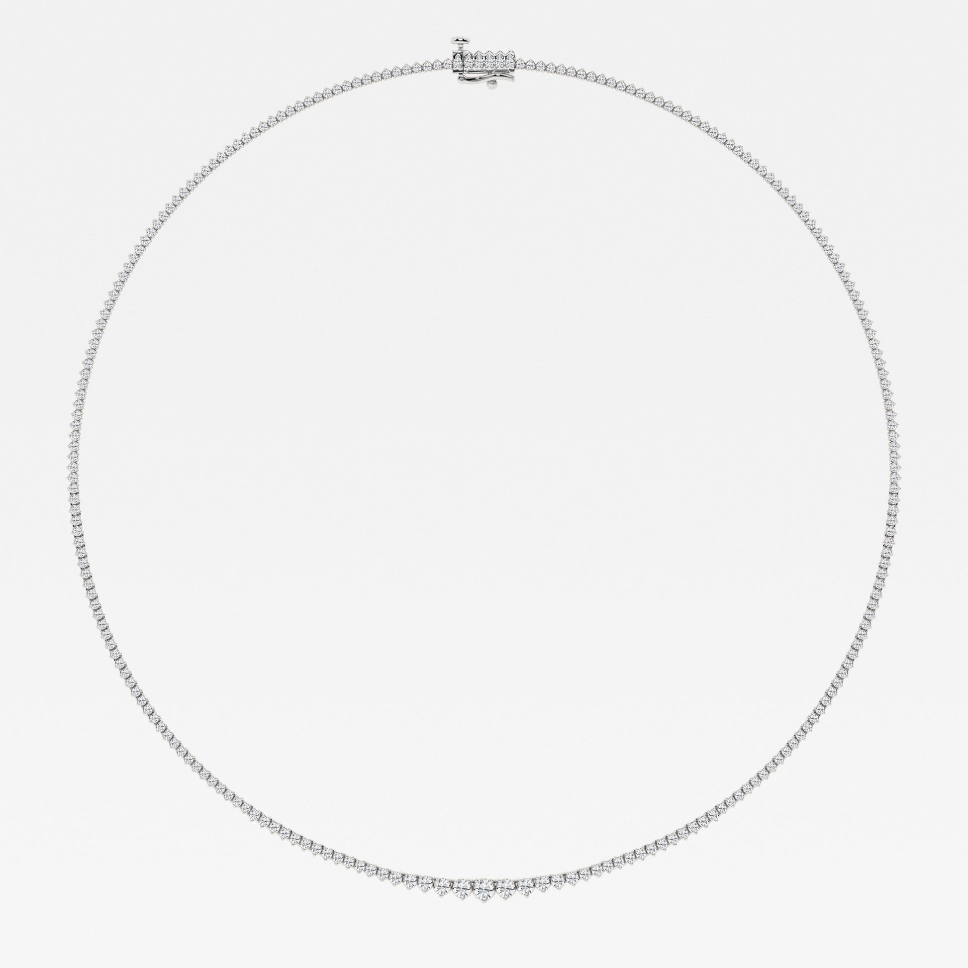 Round Lab Diamond Graduated Riviera Fashion Necklace 14K White Gold (7281917526200)