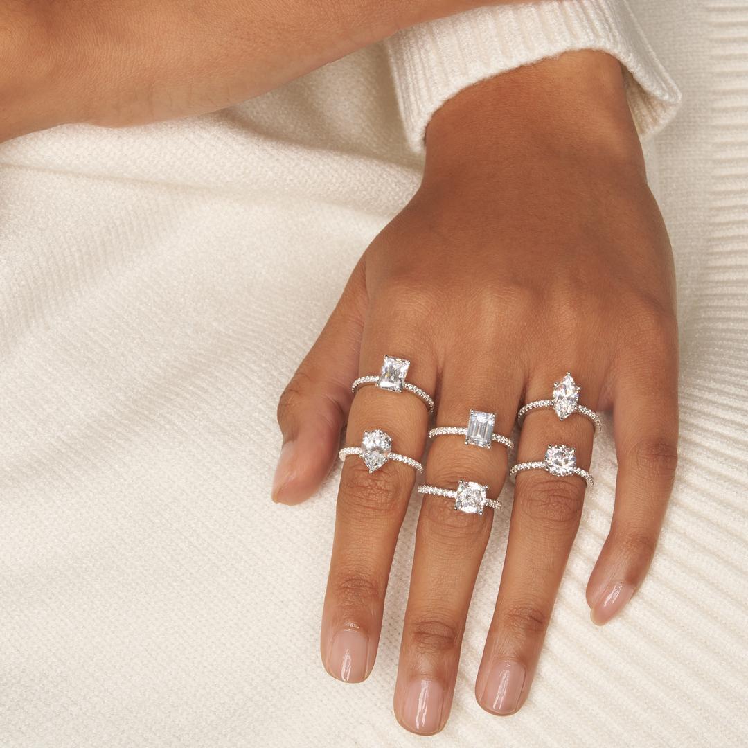 Gabriella Pavé Hidden Halo Engagement Ring with Moissanite (7285383790776)