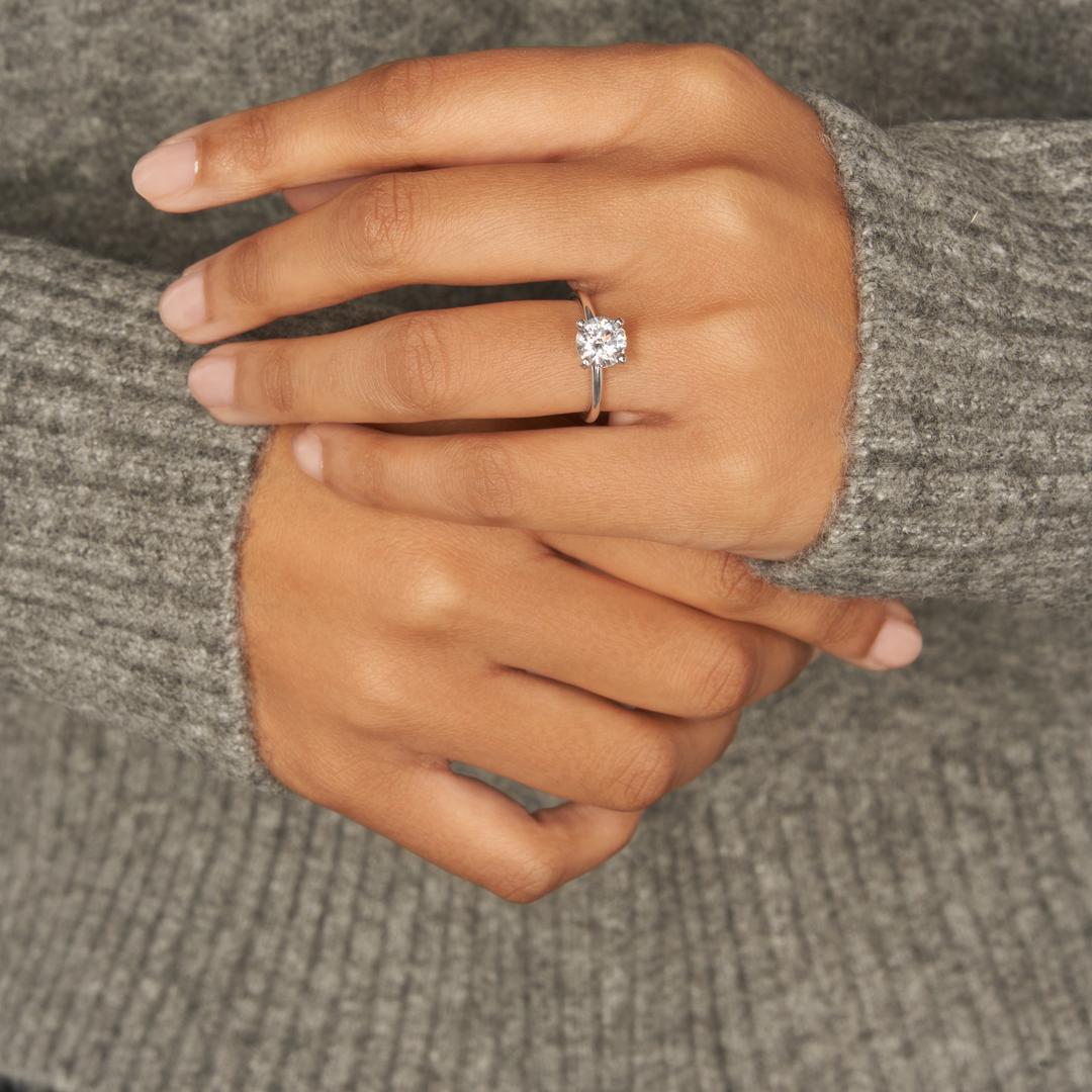 Leah 4 Prong Solitaire Ring with Moissanite (7281798709432)