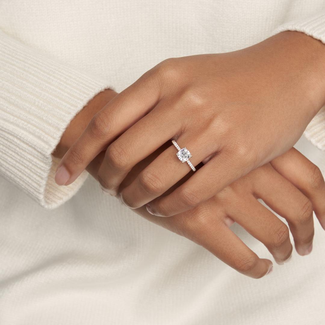 Kennedy Pavé Prong Solitaire Ring with Moissanite (7284349370552)