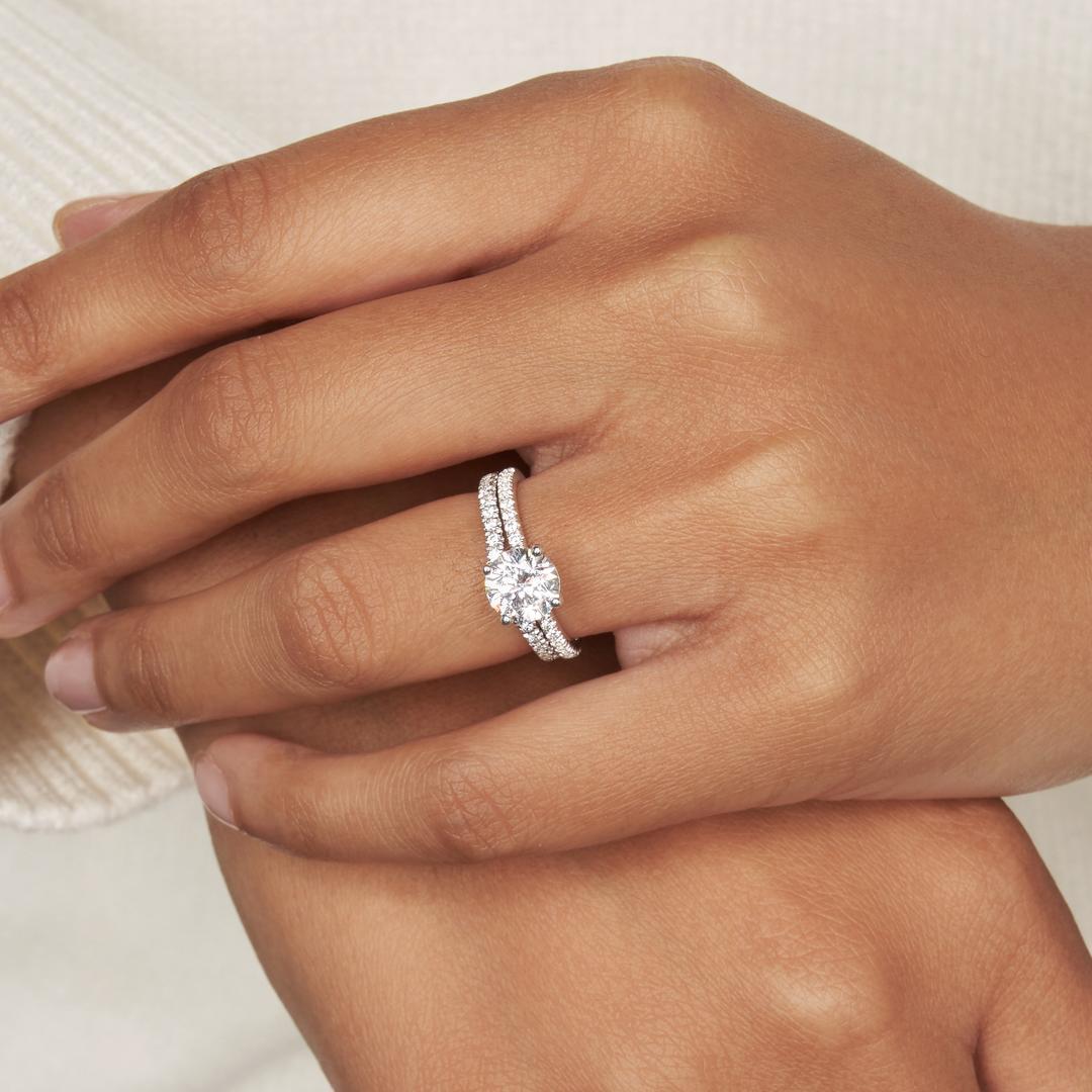 Kennedy Pavé Prong Solitaire Ring with Moissanite (7284349370552)