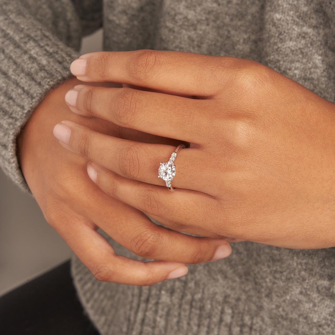 Elizabeth Diamond Engagement Ring with Moissanite (7283137937592)