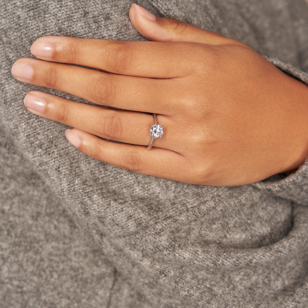 Kate Hidden Halo Diamond Engagement Ring with Moissanite (7283135742136)