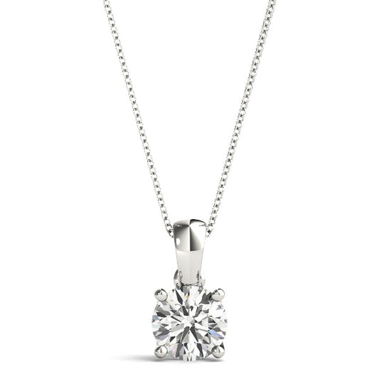 Round Diamond Solitaire Pendant With Creased Bail (7201987330232)