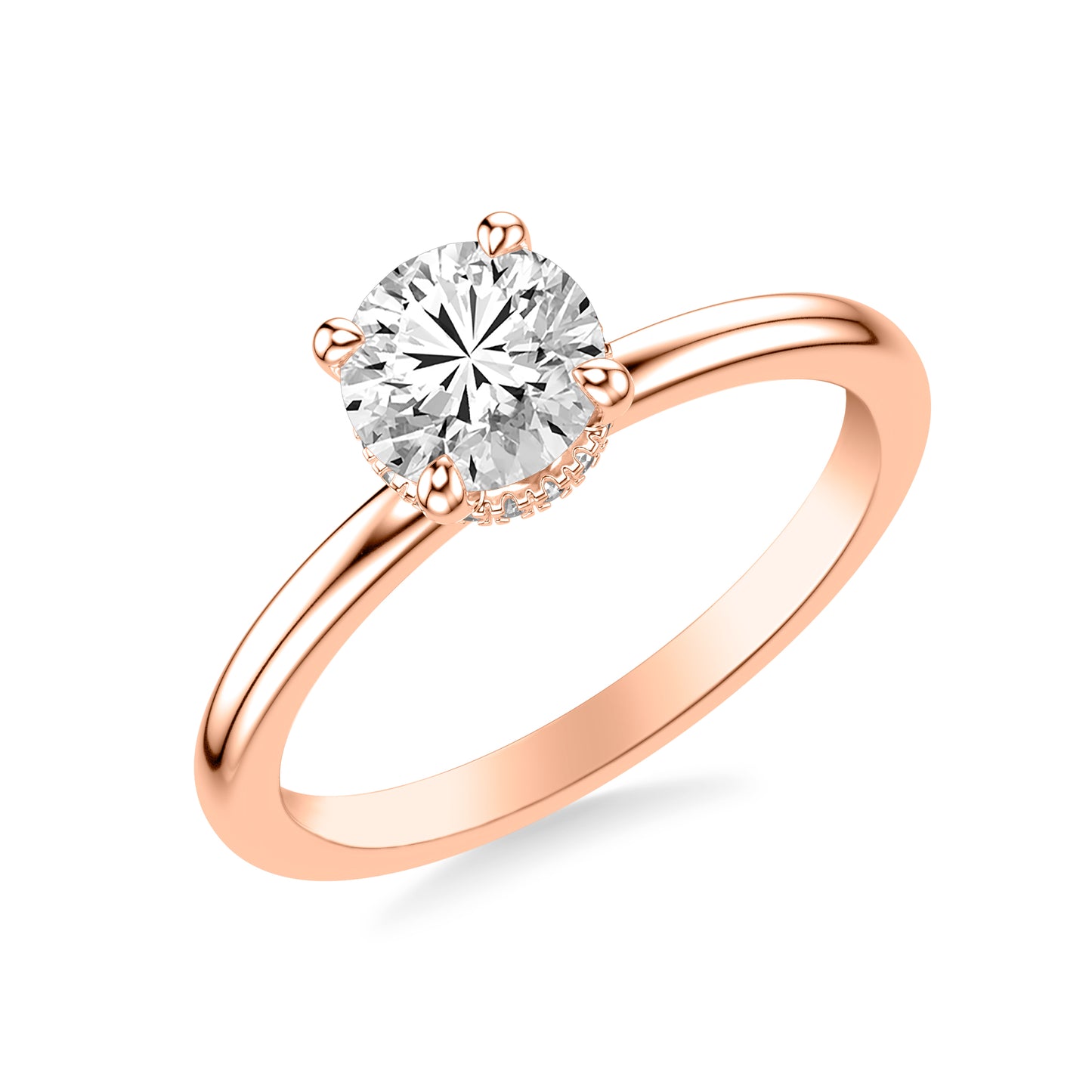 Alice Classic Hidden Halo Solitaire Engagement Ring with Moissanite (7372399509688)