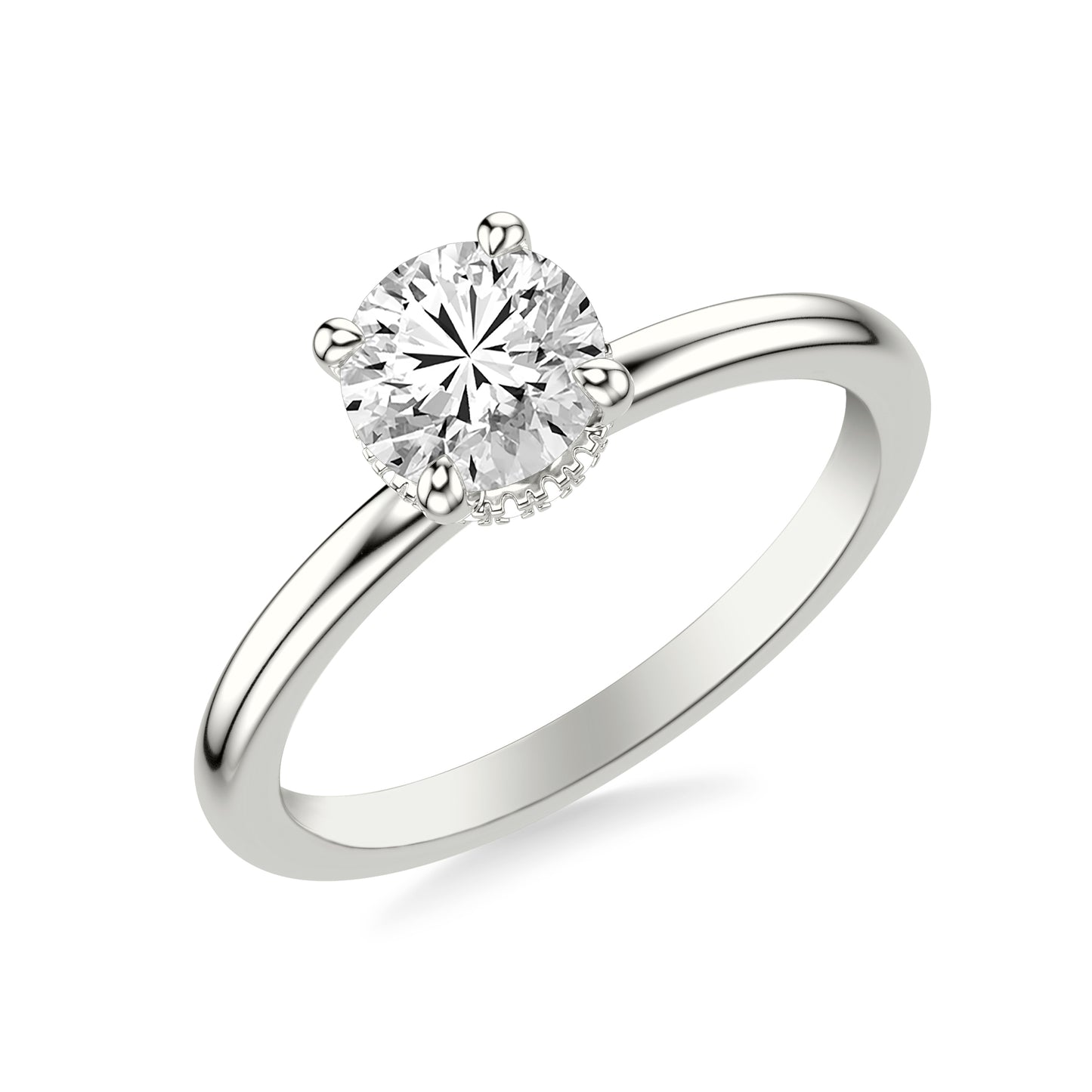 Alice Classic Hidden Halo Solitaire Engagement Ring with Moissanite (7372399509688)