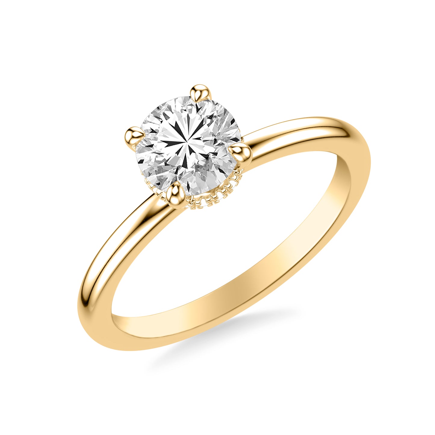Alice Classic Hidden Halo Solitaire Engagement Ring with Moissanite (7372399509688)