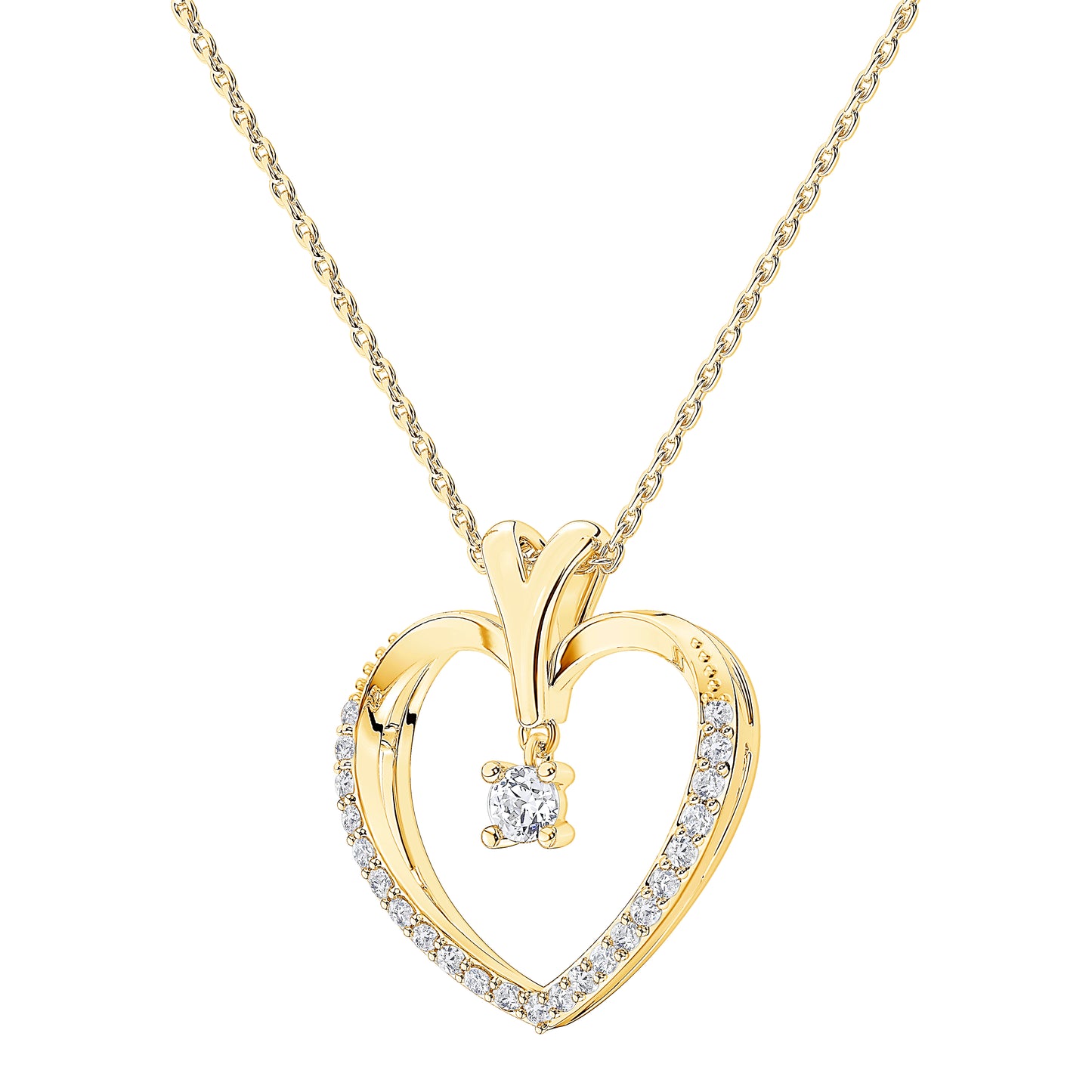 Lab Diamond Drop Heart Pendant (7355792031928)