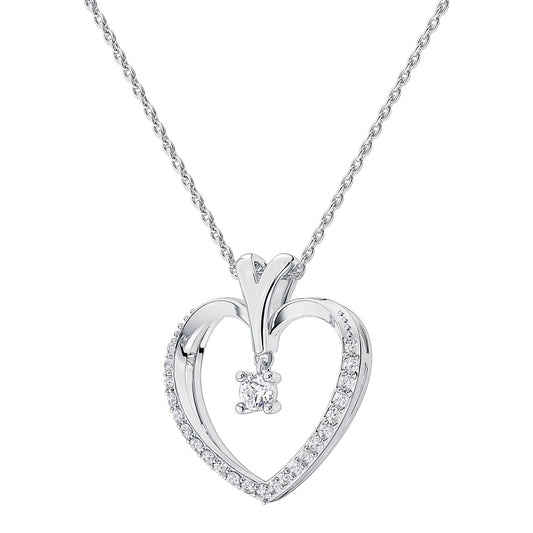 Lab Diamond Drop Heart Pendant (7355792031928)
