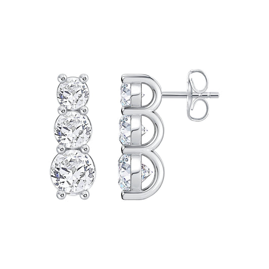 Three-Stone Graduated Lab Diamond Drop Earring (7356372091064)