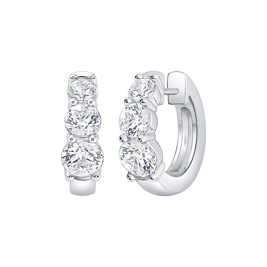 Three-Stone Graduated Lab Diamond Hoop Earring (7356407349432)