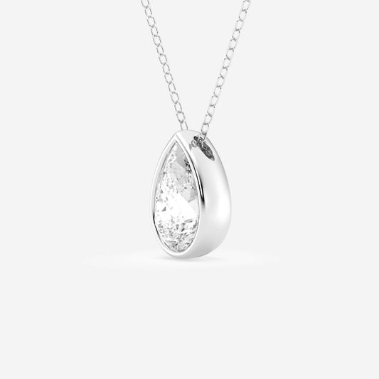 Modern Bezel Pear Lab Diamond Pendant (7300316627128)