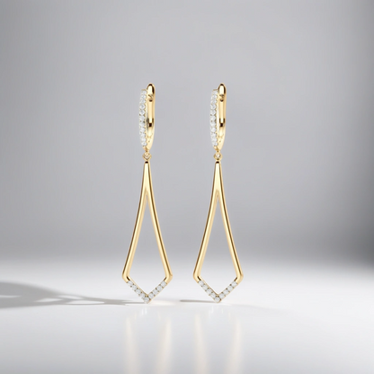 Geometric Pavé Lab Diamond Drop Earrings (7201705689272)