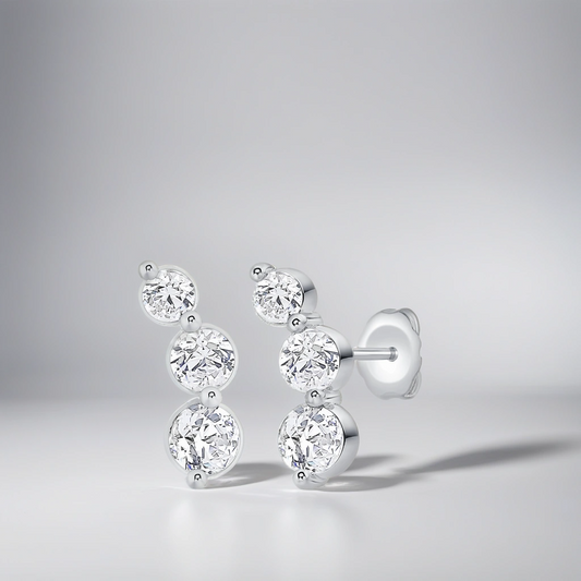Graduated Curved Three-Stone Lab Diamond Drop Earrings (.50 ct tw) (7356565913784)