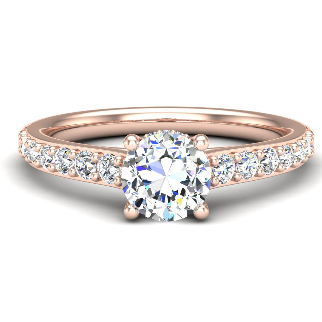 Abigail Pave Engagement Ring With Hidden Halo with Moissanite (7285387034808)