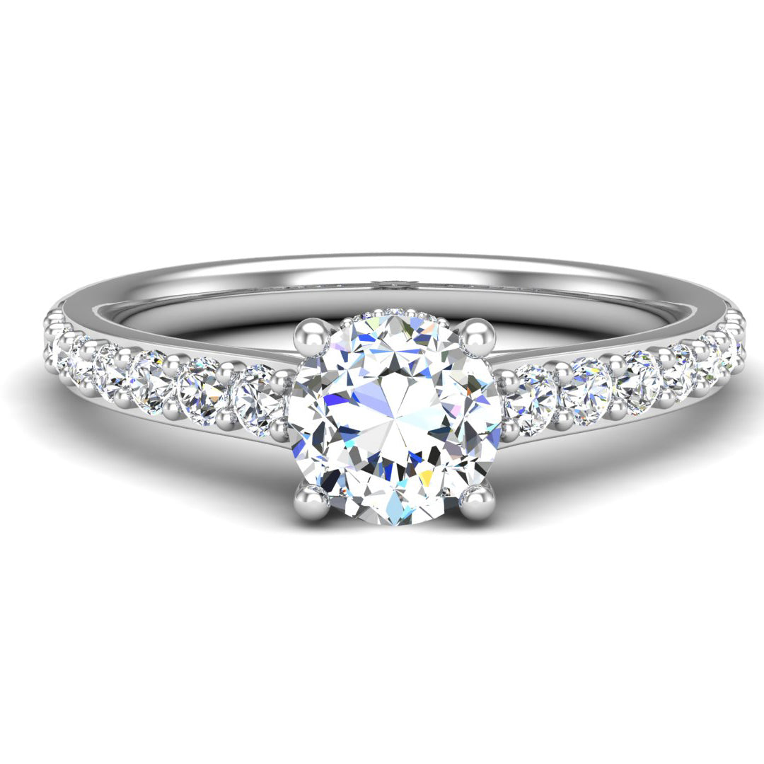 Abigail Pave Engagement Ring With Hidden Halo with Moissanite (7285387034808)