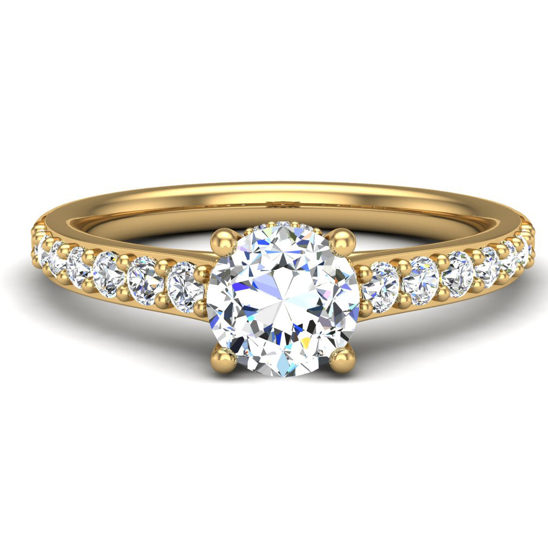 Abigail Pave Engagement Ring With Hidden Halo with Moissanite (7285387034808)