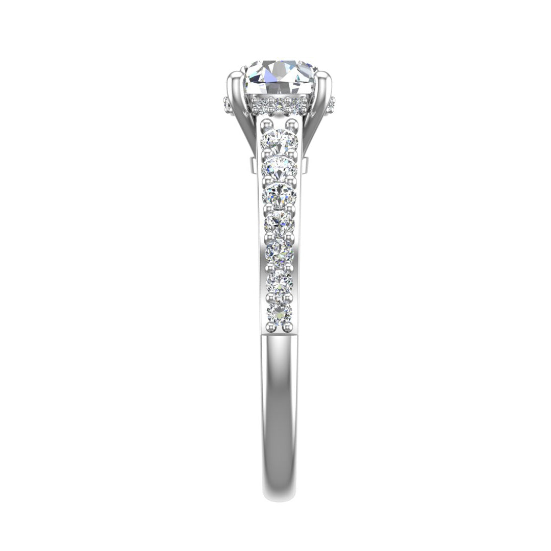 Abigail Pave Engagement Ring With Hidden Halo with Moissanite (7285387034808)