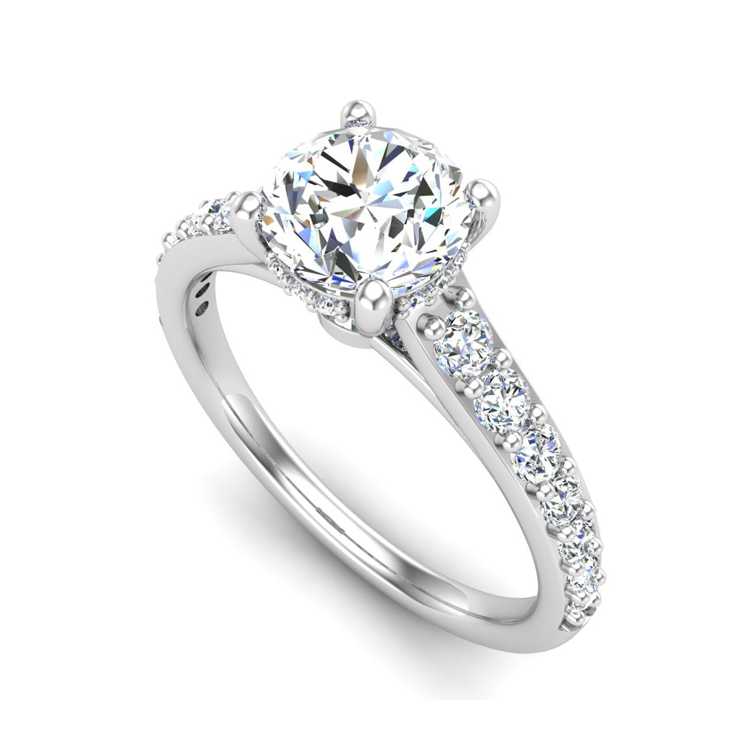 Abigail Pave Engagement Ring With Hidden Halo with Moissanite (7285387034808)