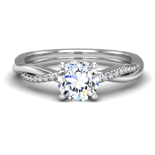 Emily Diamond Twisted Pavé Engagement Ring Engagement Ring with Moissanite (7285385527480)