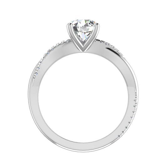 Emily Diamond Twisted Pavé Engagement Ring Engagement Ring with Moissanite (7285385527480)