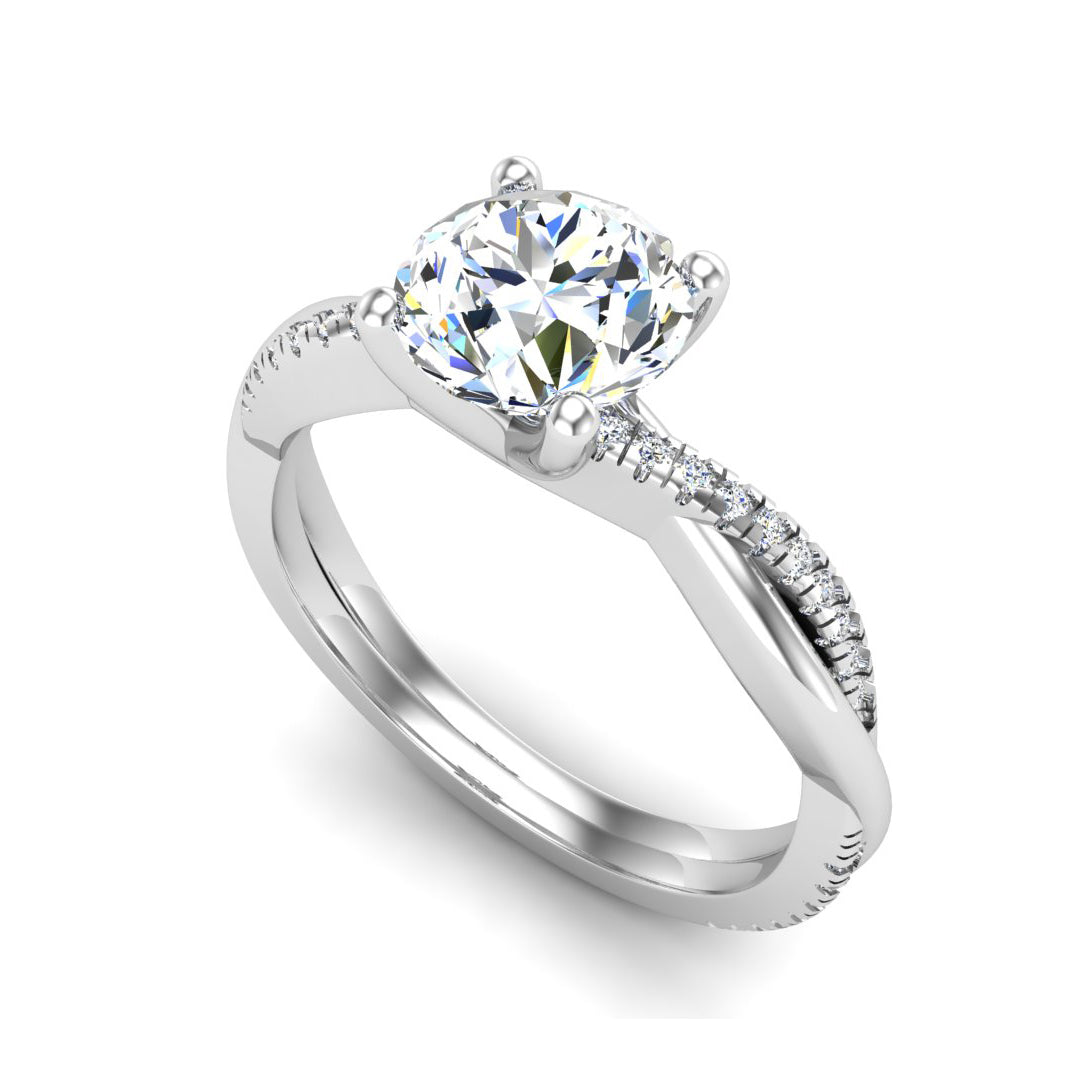 Emily Diamond Twisted Pavé Engagement Ring with Moissanite (7285385527480)